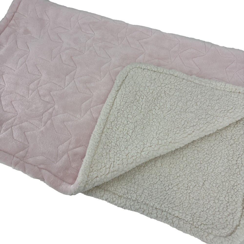 Just Born Pink‎ Sewn Star Sherpa Baby Blanket Security Lovey